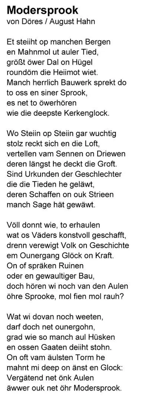 Modersprook, August Hahn, Uli Tonder 